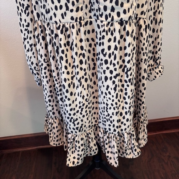 Vince Camuto Plus Size Animal Print Long Sleeve Split Neck Baby Doll Dress, 1X - Picture 4 of 14